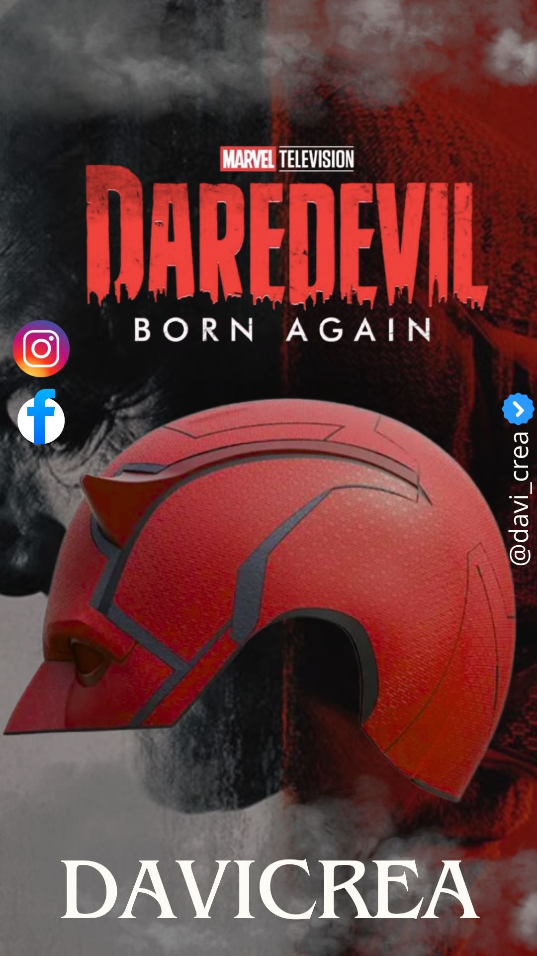Mascara Daredevil born again Cosplay - Magnética - A Medida (Texturizado)