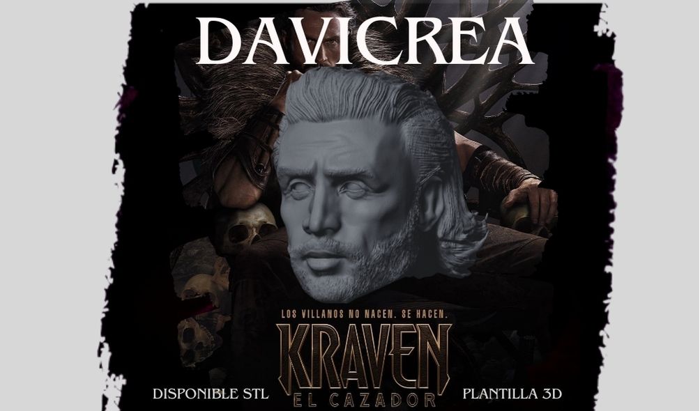 Escultura de Sergei Kravinoff ( Kraven- Cabeza)  Aaron Taylor-Johnson