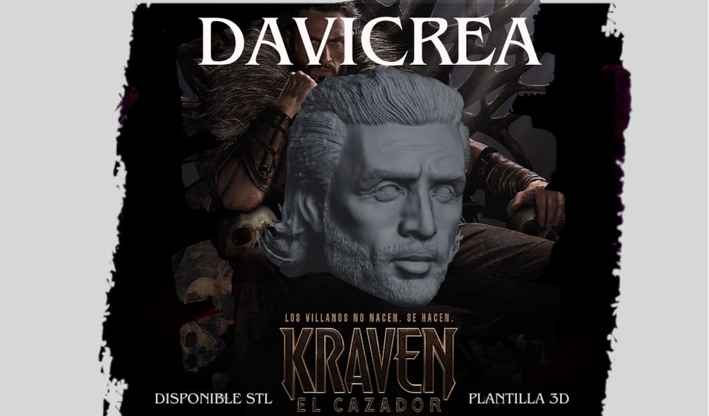 Escultura de Sergei Kravinoff ( Kraven- Cabeza)  Aaron Taylor-Johnson