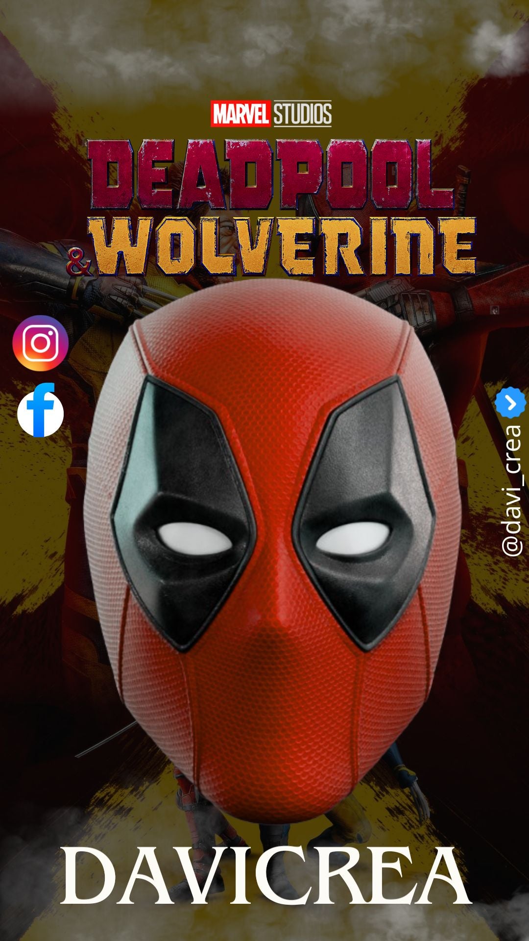 Mascara Deadpool 2024 Cosplay - Magnética - A Medida (Texturizado)