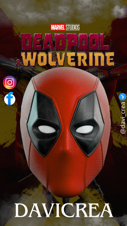 Mascara Deadpool 2024 Cosplay - Magnética - A Medida (Texturizado)