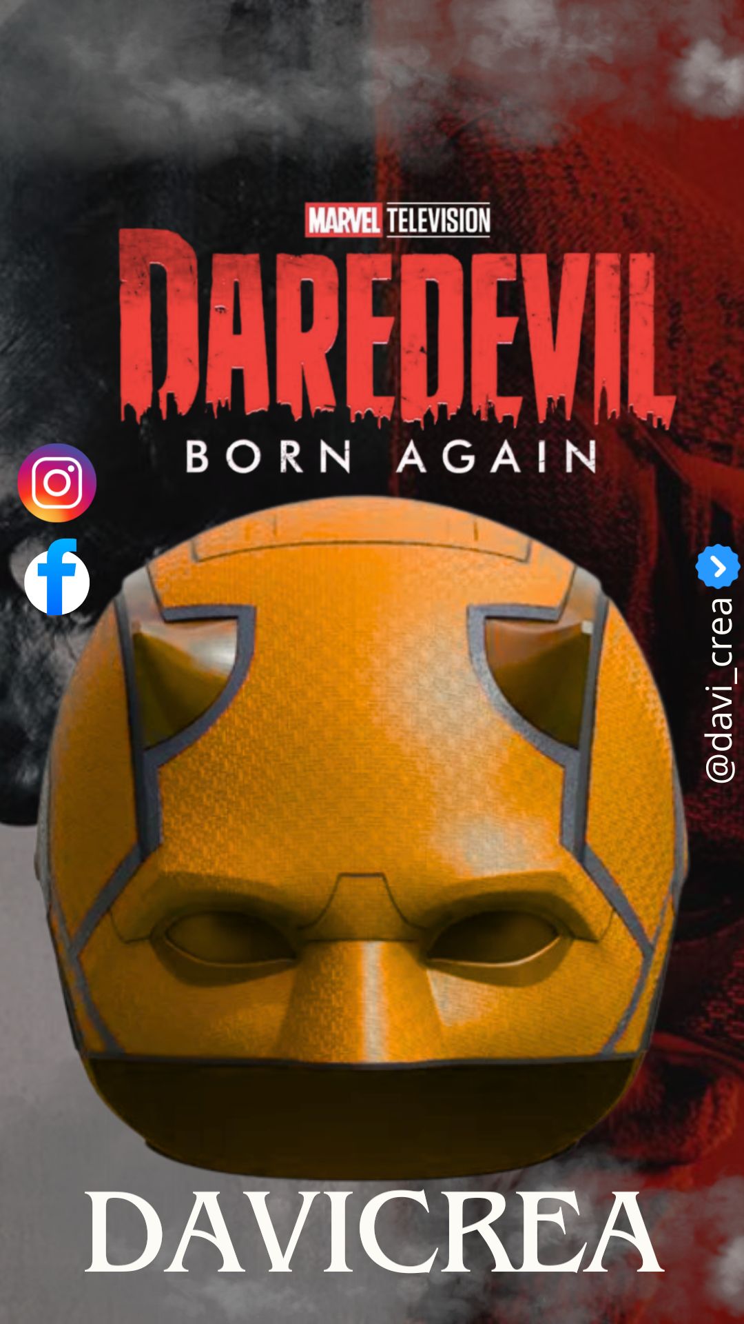 Mascara Daredevil born again Cosplay - Magnética - A Medida (Texturizado)