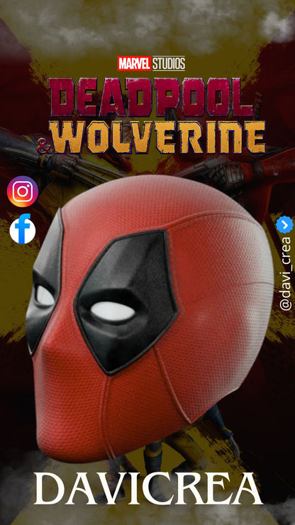 Mascara Deadpool 2024 Cosplay - Magnética - A Medida (Texturizado)