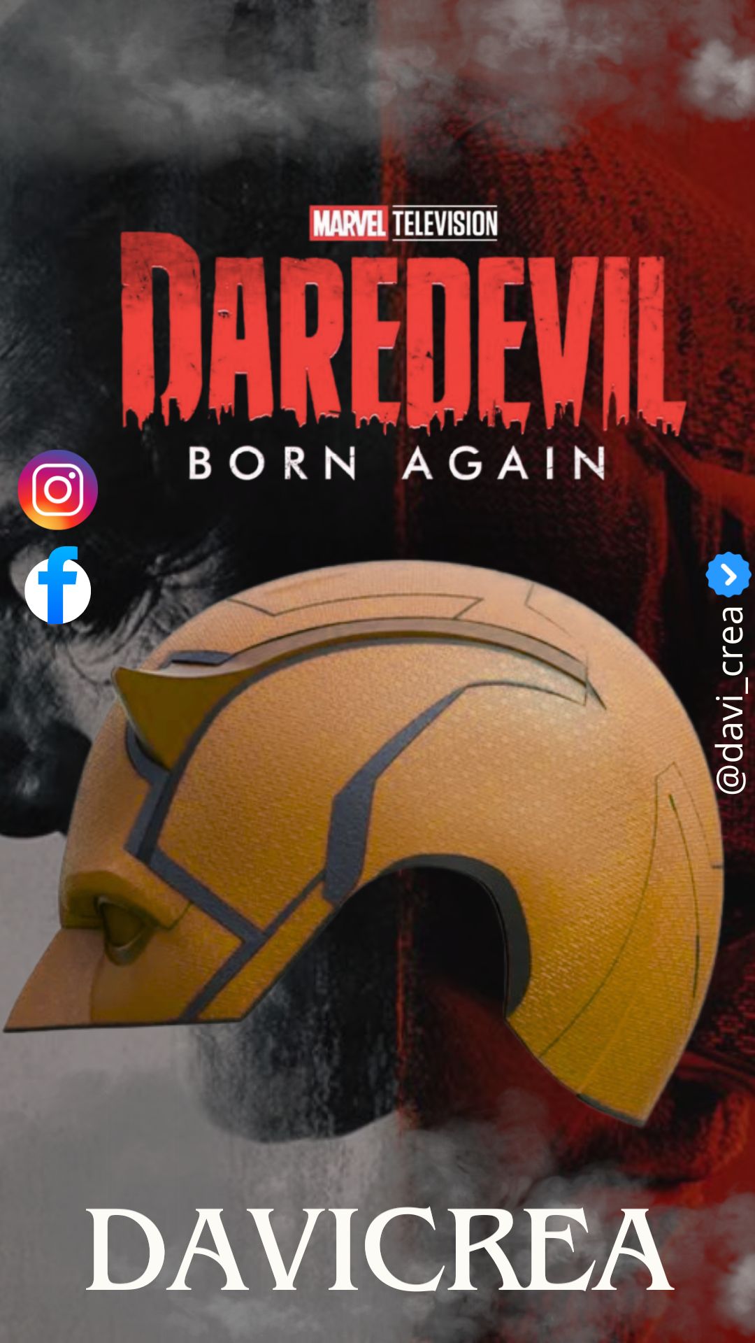 Mascara Daredevil born again Cosplay - Magnética - A Medida (Texturizado)